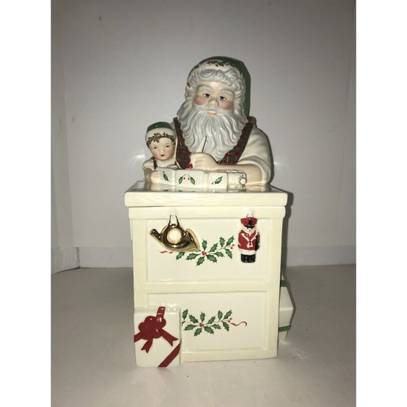 Lenox Other - Lenox Ceramic Cookie Jar Santas Holiday Toy Shop Santas Workbench Christmas